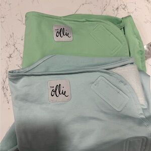 The Ollie Swaddle Set in Green and Blue